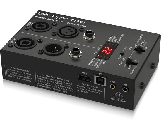 Behringer CT200. Кабельный тестер для XLR, TRS, Speakon, RCA, RJ45, MIDI, USB, изображение 2