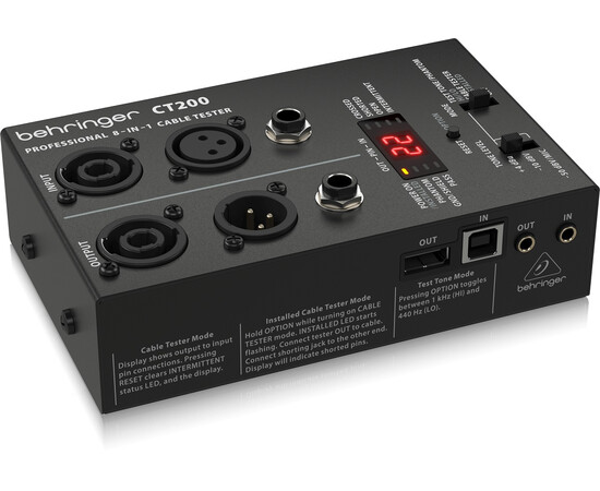 Behringer CT200. Кабельный тестер для XLR, TRS, Speakon, RCA, RJ45, MIDI, USB, изображение 3
