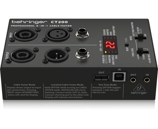 Behringer CT200. Кабельный тестер для XLR, TRS, Speakon, RCA, RJ45, MIDI, USB, изображение 4